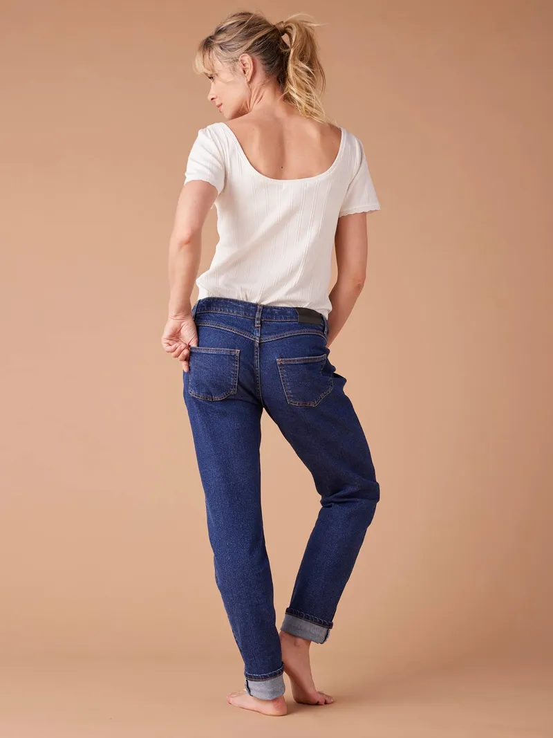 Envie De Fraise Mom-Jeans für die Schwangerschaft mit abnehmbarem Einsatz ENVIE DE FRAISE Bundweite verstellbar, Dunkel blau, – Produktbild 3 von 4