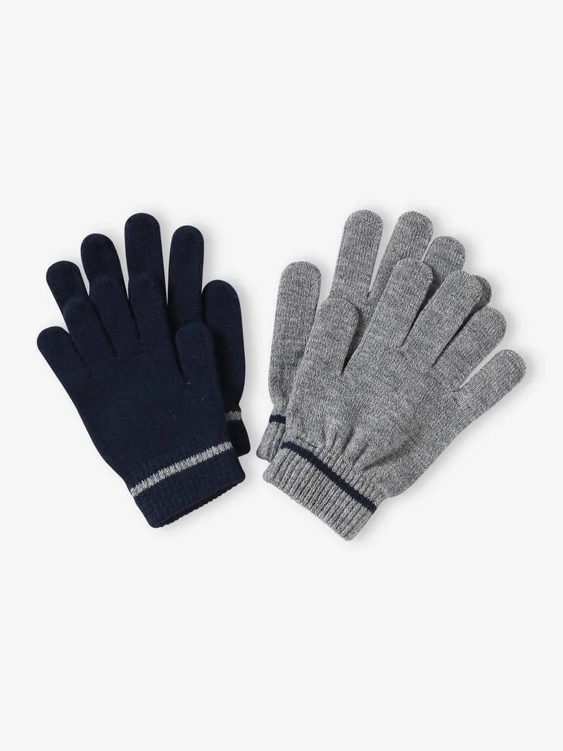 Vertbaudet 2er-Pack mitwachsende Jungen Handschuhe, Grau meliert, – Produktbild 1 von 2