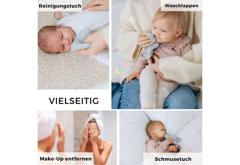 furora BABY furora BABY Spucktuch Baby Mulltücher Sets (Bio-Musselin: super soft) 80x80cm oder 25x25cm, Sehr weich, Rosa, – Produktbild 7 von 8