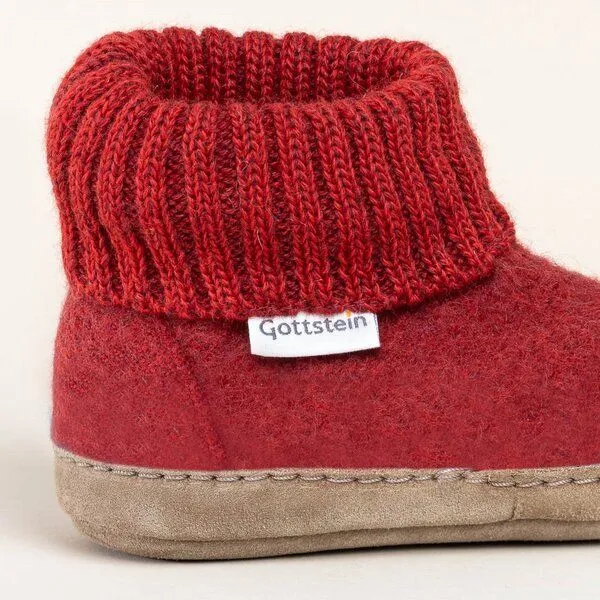 Gottstein Gottstein Kinder Hüttenschuh Alpine Boot LE - Aus reiner Bio-Schafwolle für Jungen & Mädchen mit Ledersohle, Rot, – Produktbild 4 von 4