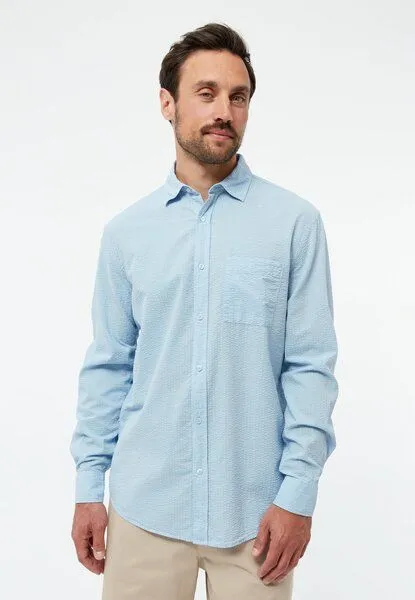 Givn Berlin Givn Berlin Hemd GBYUVAL aus Bio-Baumwoll Seersucker, Ice water blue (structure), – Produktbild 1 von 4
