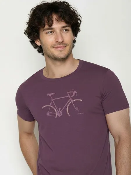 GreenBomb GREENBOMB Bike Crop Guide - Sportliches T-Shirt aus Bio-Baumwolle / hochwertiger Print / GOTS / Fair & Vegan, Lila (berry bark), – Produktbild 2 von 4