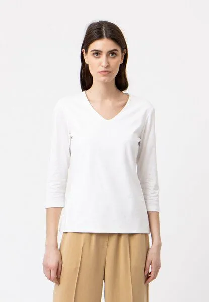 LANA Organic LANA Organic V-Neck Shirt für Damen, 3/4 Arm - Modell Mara, Ecru (weiss), – Produktbild 3 von 4