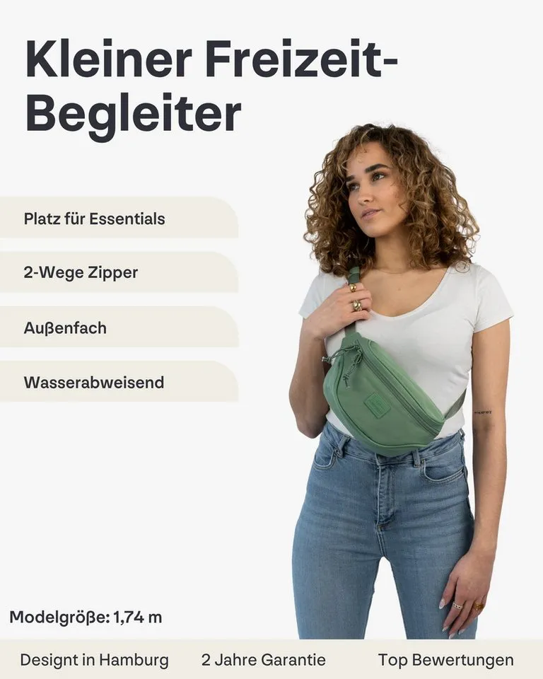 Johnny Urban Gürteltasche Ben Bauchtasche Damen Herren Wasserabweisend (1-tlg), Größenverstellbar, Wasserabweisend, Grün, – Produktbild 2 von 5