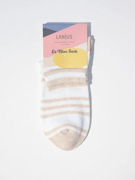 LANIUS LANIUS Sneaker Socken Streifen aus Bio-Baumwolle, White/rose-melange, – Produktbild 2 von 2