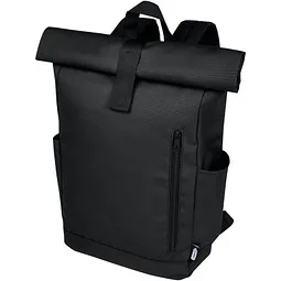 Unbranded rPET Roll-Top Rucksack Byron, schwarz – Produktbild 1 von 1