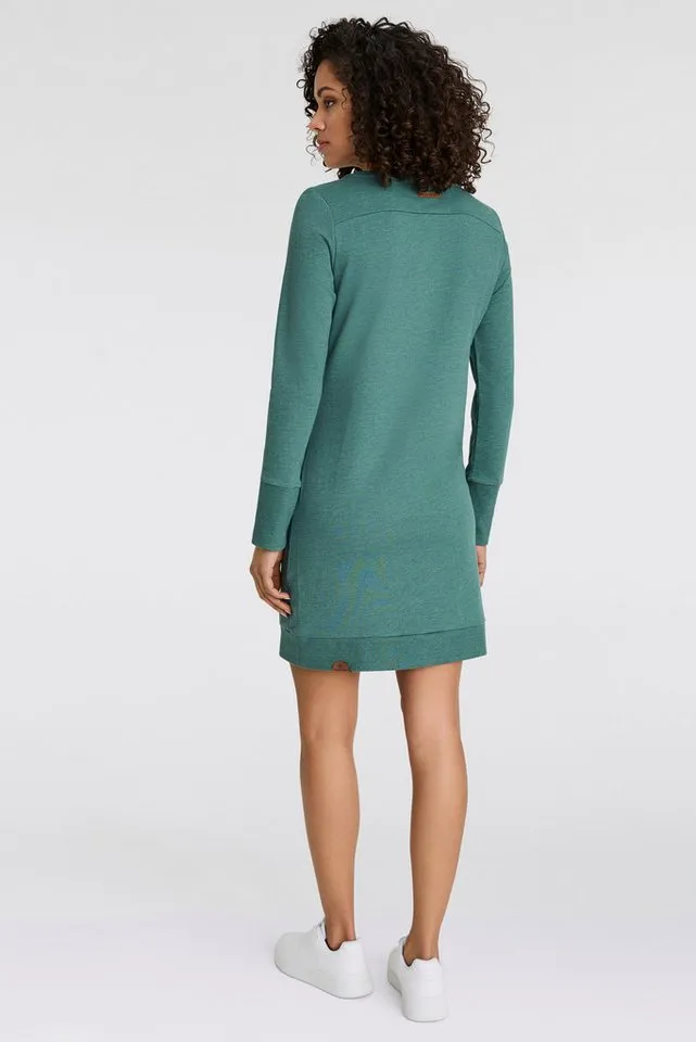 ragwear ragwear Sweatkleid MENITA O mit veganer 3 Knopf-Applikation, Grün, – Produktbild 3 von 5