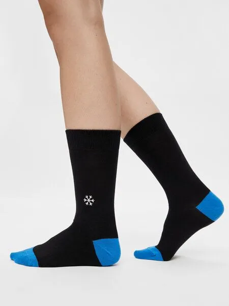Natural Vibes Natural Vibes Bestickte Socken | Flammenmotiv | Bio GOTS | Bunte Socken | Herren Damen Socken, Blau, – Produktbild 2 von 3