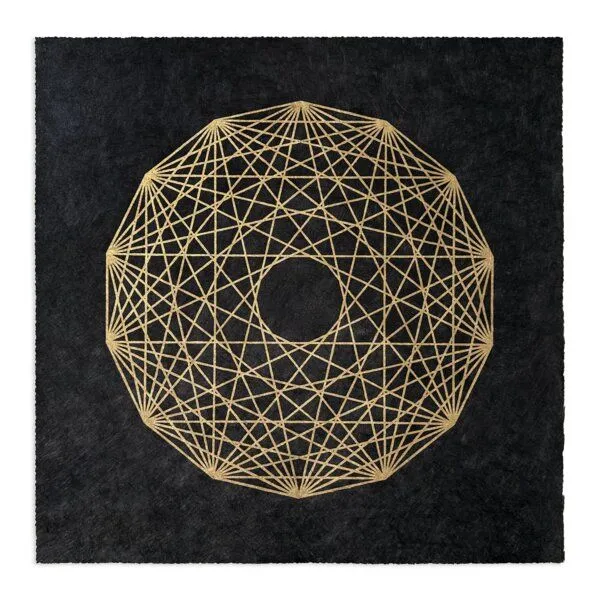 Veskor Cassiopeia Veskor Cassiopeia 7-ORTHOPLEX HEPTACROSS Heilige Geometrie Linoldruck | 40 x 40 cm | Gold auf Schwarz – Produktbild 1 von 4