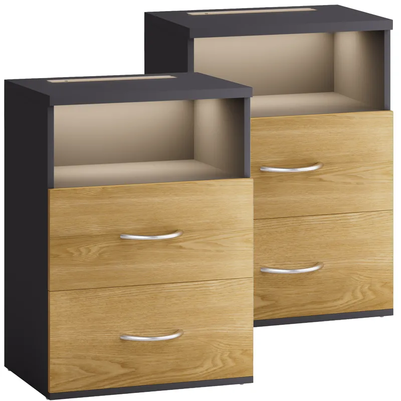 Casaria® Nachttisch Jamie 2er-Set Holz/Grau 55x40x28cm – Produktbild 1 von 2