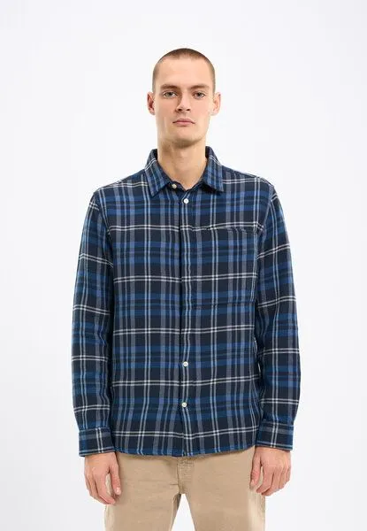 KnowledgeCotton Apparel KnowledgeCotton Apparel Hemd Relaxed checked shirt, Total eclipse (blau), – Produktbild 1 von 3
