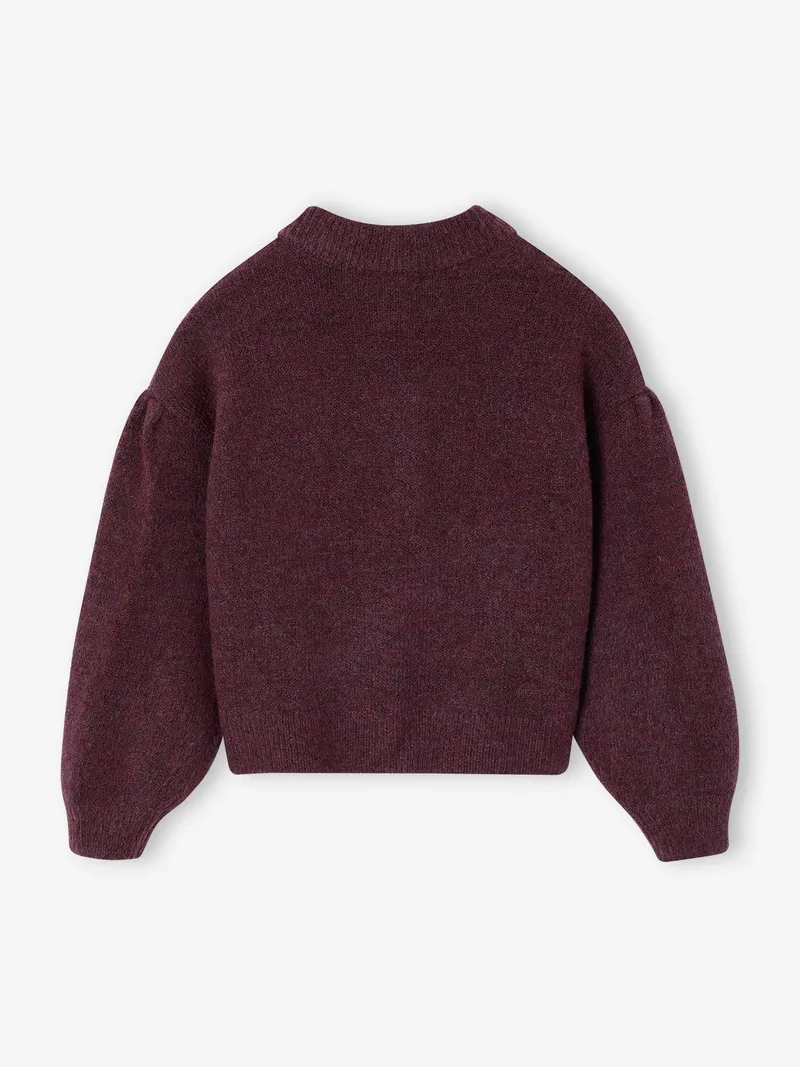 Vertbaudet Strickjacke Schmuckknöpfe Mädchen 42% Recycling-Polyester GRS-zertifiziert, Pflaume, – Produktbild 2 von 5