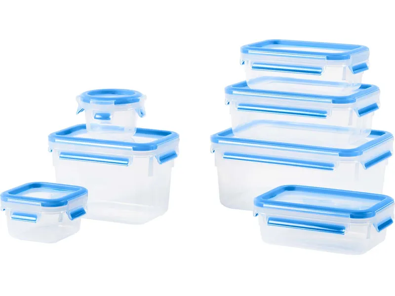 EMSA EMSA 7er-Set Frischhaltedosen "Clip & Close" 0,15/0,2/2x 0,55/1,1/1/2,2 l, Blau, – Produktbild 1 von 1