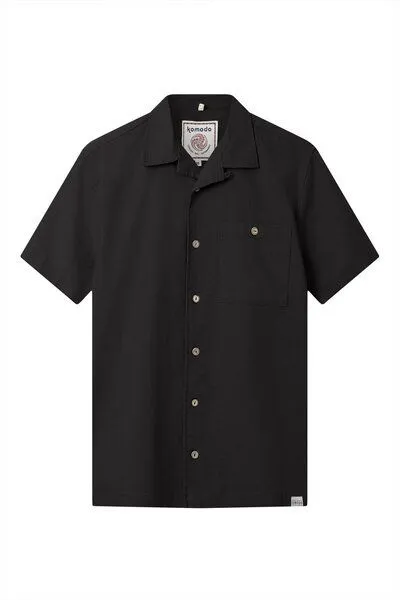 KOMODO Leinen Kurzarm-Hemd Modell: Spindrift, Black, – Produktbild 3 von 3