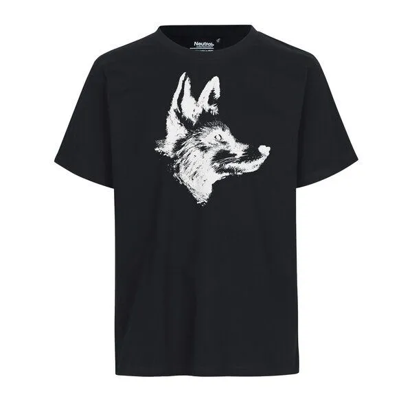 HANDGEDRUCKT HANDGEDRUCKT "Reineke Fuchs" Unisex T-Shirt, Black, – Produktbild 1 von 2
