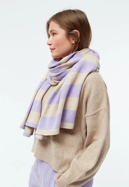 Givn Berlin Givn Berlin Gestreifter Schal GBDANA aus recycelter Baumwolle, Light beige / light amethyst, – Produktbild 4 von 4