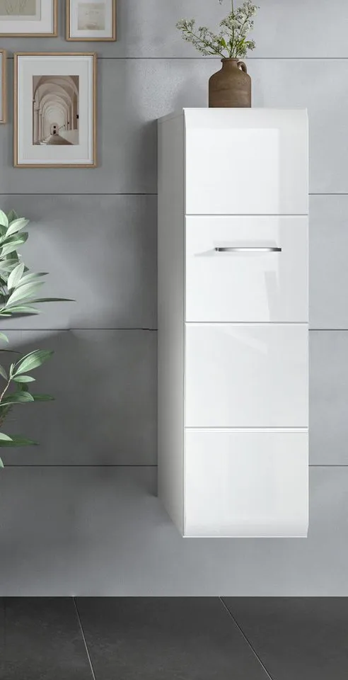 Inn.Furn Badkommode Cover (Badschrank in weiß Hochglanz, Midischrank 30 x 109 cm), stehend oder als Hängeschrank, Weiß, – Produktbild 5 von 5