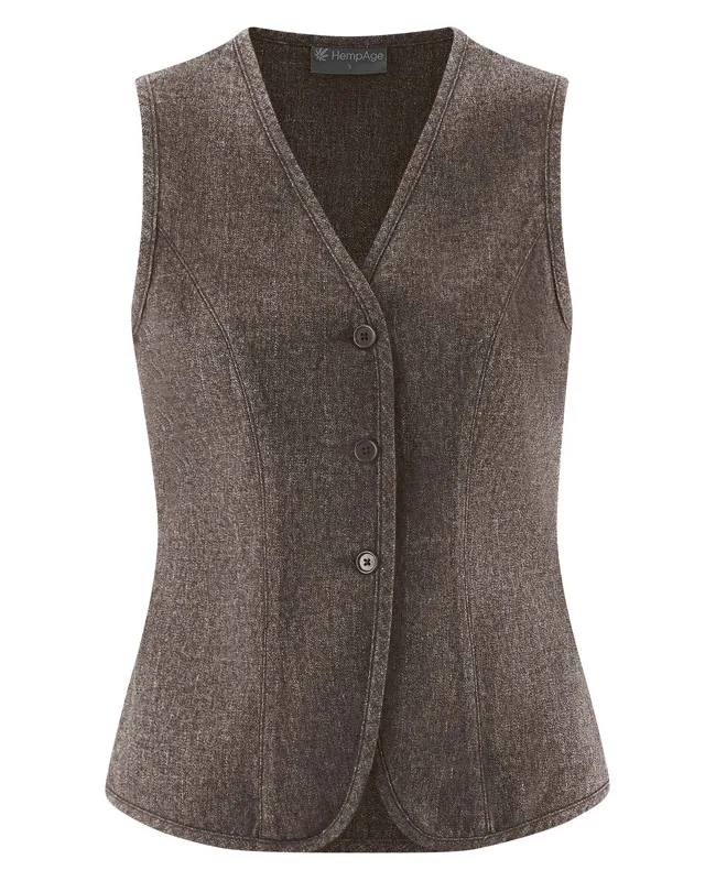 HempAge Hempage Damen vegan Weste Aus Twill Mokkabraun, Braun, – Produktbild 2 von 2