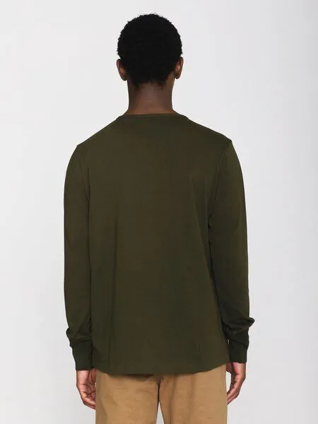 KnowledgeCotton Apparel KnowledgeCotton Apparel Sweatshirt - BO long sleeve henley - aus Bio-Baumwolle, Grün (forrest night), – Produktbild 2 von 4