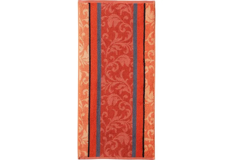 Erwin Müller Handtuch Handtuch "Ludwigsburg" 4er-Pack, Jacquard, Walk-Frottier Uni/Karo/Ornamente, Orange, – Produktbild 1 von 5