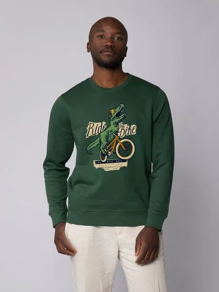 watapparel watapparel Sweatshirt Unisex T-Rex Fahrrad, Bottle green, – Produktbild 2 von 3