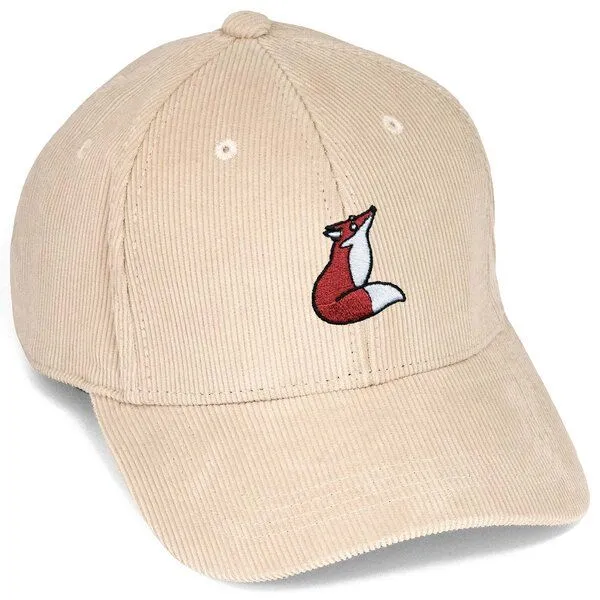 LIGARTI Bestickte Cord Cap – Valentina der Fuchs – LIGARTI Tiermanufaktur, Sand, – Produktbild 1 von 4