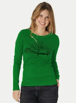 Peaces.bio - handbedruckte Biomode Peaces.bio - handbedruckte Biomode Damen Langarmshirt Landscape – Produktbild 1 von 1