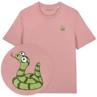 LIGARTI Besticktes T-Shirt – Schorsch die Schlange – LIGARTI Tiermanufaktur, Altrosa, – Produktbild 1 von 1
