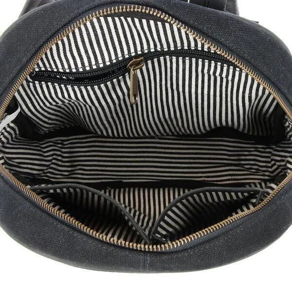 GLOBO Fair Trade GLOBO Fair Trade Kleiner Rucksack aus Canvas & mattem Ökoleder, Schwarz, – Produktbild 3 von 4