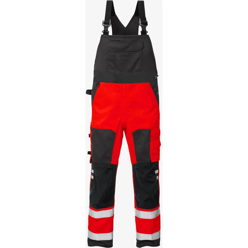 Fristads Warnschutz-Latzhose Klasse 2 Fristads 1015 PLU, Rot, – Produktbild 1 von 2