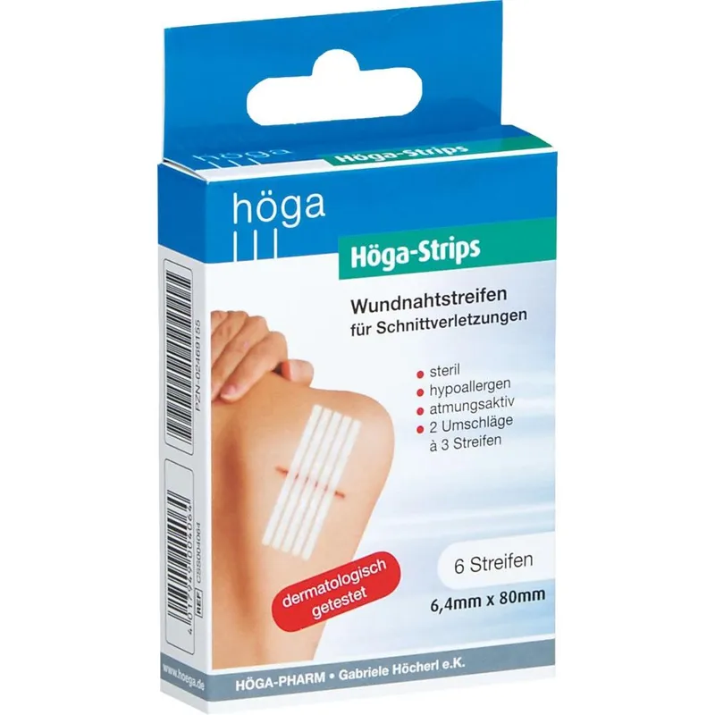 Höga-Pharm WUNDNAHTSTREIFEN Höga-Strips 6,4x80 mm 2X3 St Streifen – Produktbild 1 von 1