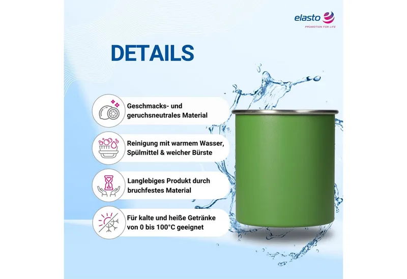 elasto elasto Edelstahlbecher "Adventura" 340 ml, Grün, – Produktbild 6 von 8