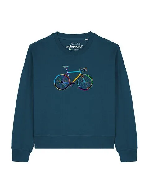 watapparel watapparel Sweatshirt Frauen Fahrrad by night, Deep teal, – Produktbild 1 von 2