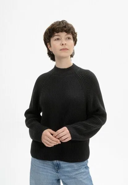 MELA Rippstrick Stehkragenpullover ANALAH | von MELA | Fairtrade & GOTS zertifiziert, Schwarz, – Produktbild 1 von 4