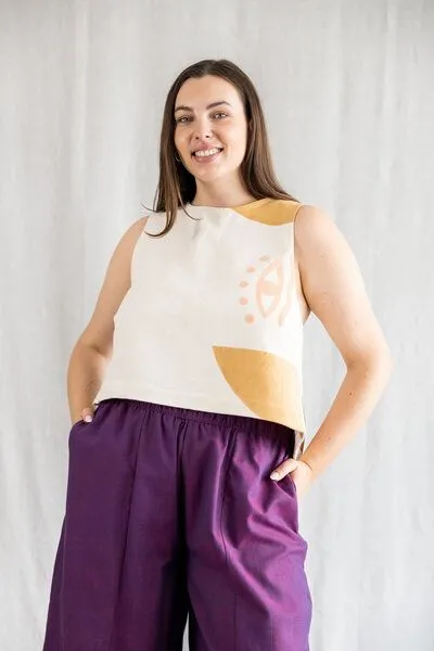 Jyoti - Fair Works Jyoti - Fair Works Bio-Baumwoll Top Pallavi, Blockprint, – Produktbild 2 von 4