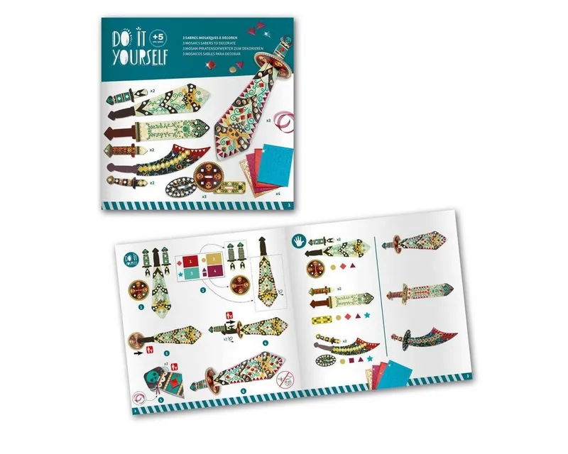 DJECO Kreativset DIY Mosaik- Piratenschwerter mit selbstklebende Mosaiksteine – Produktbild 3 von 5