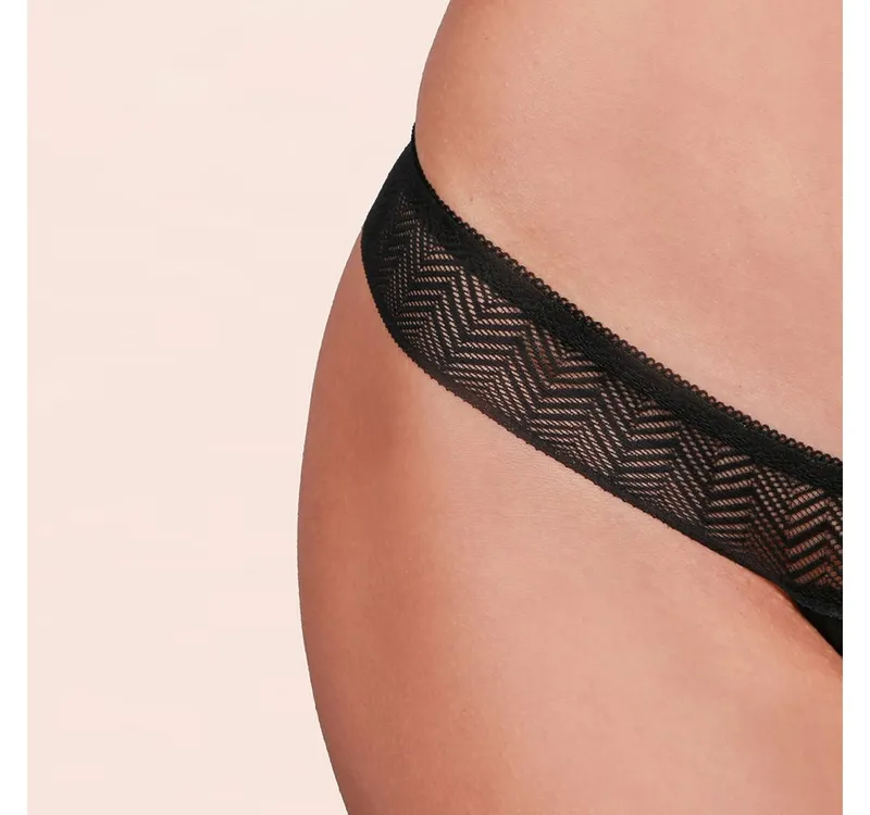 Taynie Taynie Periodenslip String - Periodenunterwäsche leichte Blutung - Damen (1-St., 1er-Pack) Auslaufsichere Periodenunterwäsche / Periodenslip aus Bio Baumwolle, Schwarz, – Produktbild 3 von 5