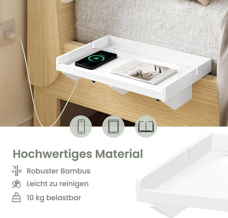 EUGAD Nachttisch (1-St), Bettablage zum Einhängen, für Hochbett Etagenbett, Weiß, – Produktbild 5 von 5