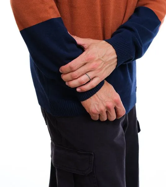 Gary Mash GARY MASH Strickpullover James aus Biobaumwolle, Blockstreifen (braun), – Produktbild 3 von 4
