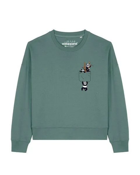 watapparel watapparel Sweatshirt Frauen Pocket Pandas, Green bay, – Produktbild 1 von 2