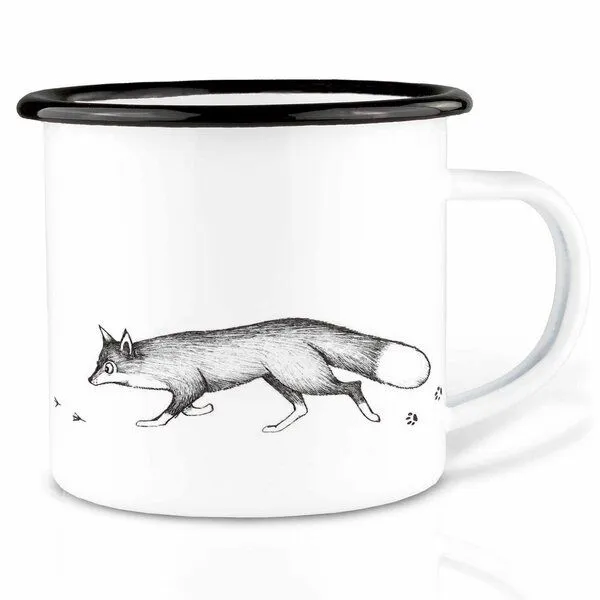 LIGARTI Emailletasse »Fuchs und Gans« von LIGARTI | 300 oder 500 ml | handveredelt in Deutschland | Cup, Kaffeetasse, Emaillebecher, Camping Becher – Produktbild 1 von 1