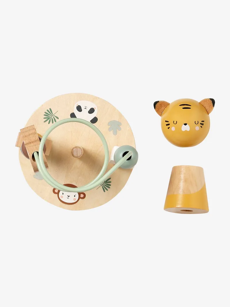 Vertbaudet Baby Motorikschleife Holz FSC®, Beige/grün pandafreunde, – Produktbild 2 von 3