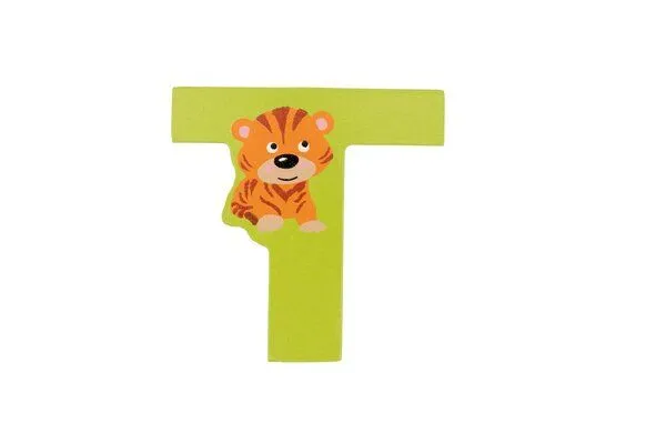 El Puente El Puente Holzbuchstabe T "Tiger" | Fair Trade & Handmade aus Sri Lanka, Gelb, – Produktbild 1 von 1