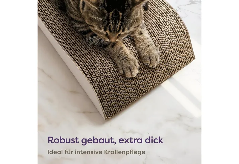 Knupis Kratzbrett Kratzpappe Katze XXL 75cm 3 - teilig – Kratzmöbel aus kratzfester, (Set, 3-teiliges Kratzbrett-Set), Langlebig bis 2 Jahre – Krallenpflege – Platzsparend – Möbel schutz, Weiß, – Produktbild 4 von 5