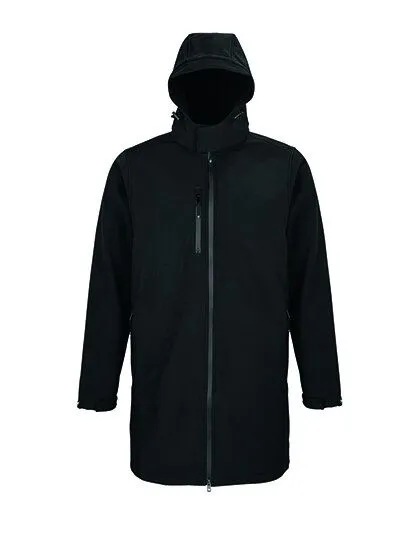 NEOBLU NEOBLU Unisex Softshellmantel lange Jacke Wasserdicht mit abnehmbare Kapuze Fleecefutter innen, Schwarz, – Produktbild 2 von 3