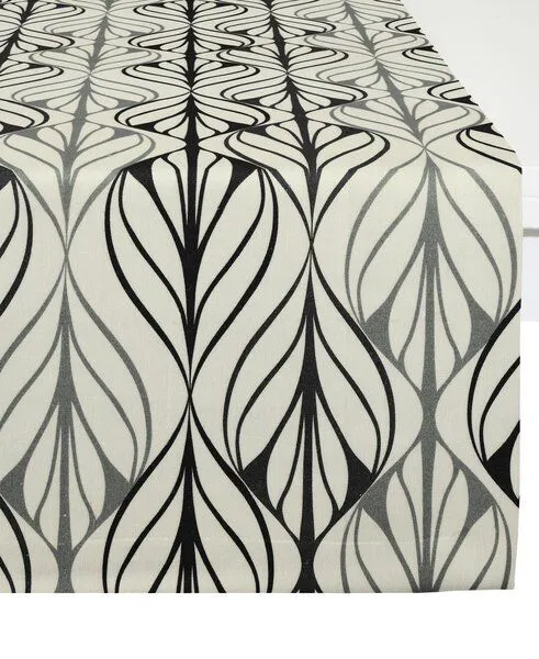 Nature by Adam Nature by Adam Tischläufer aus 100% Bio-Baumwolle - Made in Germany - Wave, Natur-schwarz, – Produktbild 1 von 4