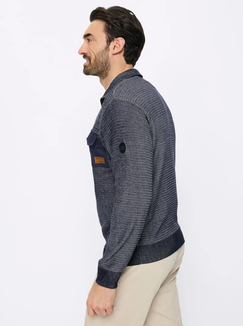 marco donati Langarm-Pullover marine-ecru-meliert, Marine-ecru-meliert, – Produktbild 2 von 2