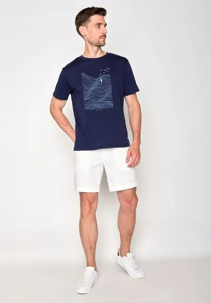 GreenBomb GREENBOMB Nature Sea Vibes Fusion - Lässiges T-Shirt aus Bio-Baumwolle / hochwertiger Print / GOTS / Fair & Vegan, Blau (marineblau), – Produktbild 2 von 4