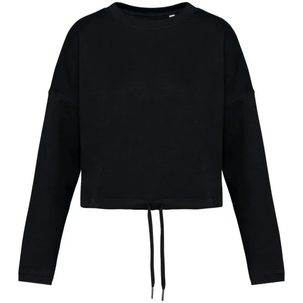 Greenspired Greenspired Umweltfreundliches cropped Oversize Damen Sweatshirt mit Rundhalsausschnitt 280g/m² XS- XL, Schwarz, – Produktbild 1 von 3