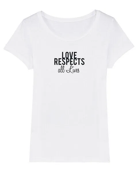 Human Family Human Family Bio Damen T-Shirt "Love - Respects" in 4 Farben, Schwarz, – Produktbild 2 von 3